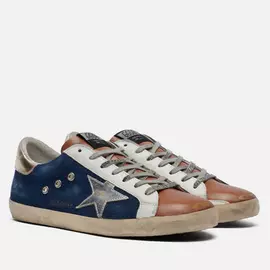 Мужские кроссовки Golden Goose Superstar Denim/Laminated Star, цвет синий, размер 40 EU