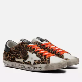 Мужские кроссовки Golden Goose Superstar Leopard Horsy/Leather Star, цвет коричневый, размер 44 EU