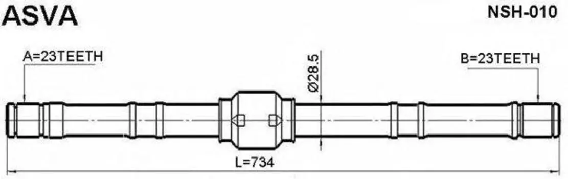 ПОЛУОСЬ ПРАВАЯ 23X734X23