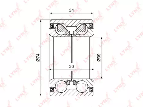 ПОДШИПНИК СТУПИЦЫ КОЛЕСА ПЕР (36/34X39X74) HYUNDAI ELANTRA(XD) 1.6-2.0 00-06 / MATRIX 1.5D-1.8 01-10