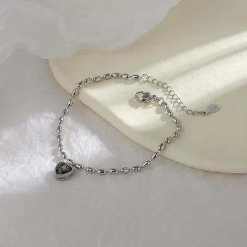 Овальный браслет из бисера с нишей Love Zircon Design Sense Friend Gift Браслет в форме рисового зерна в форме сердца
