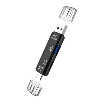 Тип C, MicroUSB и USB 3 в 1 OTG кард-ридер Высокоскоростной универсальный OTG TF/USB для Android-компьютерных удлинителей 5in1 белый