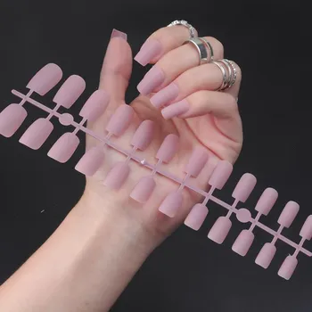 24 шт./компл. DIY быстрые ногти с длинной квадратной головкой, матовые накладные ногти, разноцветные полоски, готовый маникюр, маникюр