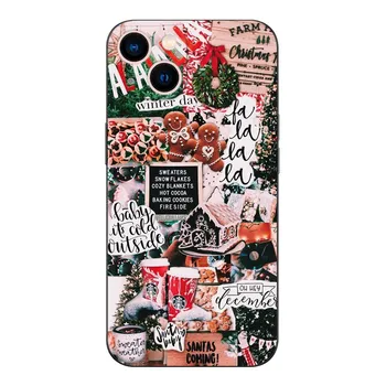Black tpu case for iphone 5 5s se 2020 6 6s 7 8 plus x 10 XR XS 11 12 13 mini pro MAX back cover winter girl christmas iphone se 2020