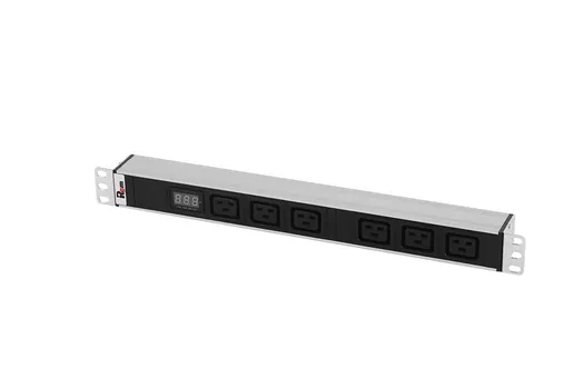 Блок розеток (PDU) 1U, кол-во розеток: 6 (6xC19), 32А, черный/серебристый, Rem R-32-6C19-Am-440-K