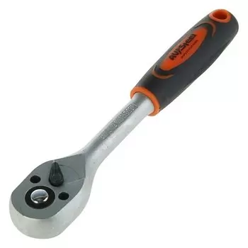 Трещотка AV Steel, с резиновой прямой рукояткой, 1/4", 72 зуба, 155 мм