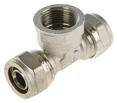 Тройник Valtec, обжимной, 20 мм х 3/4" внутренняя резьба х 20 мм
