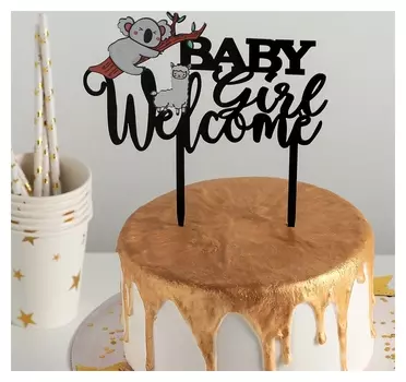 Топпер на торт Baby Girl Welcome 12,5×14 см пластик
