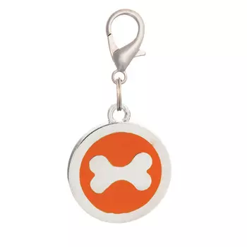 V.I.Pet адресник круглый большой "Кость" (2,5 см., Оранжевый)