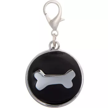 V.I.Pet адресник круглый большой "Кость" (3 см., Черный)