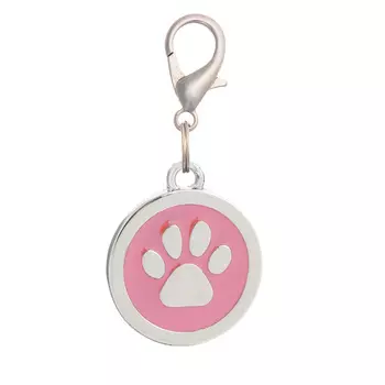 V.I.Pet адресник круглый большой "Лапка" (2,5 см., Розовый)