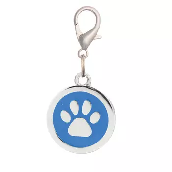 V.I.Pet адресник круглый большой "Лапка" (2,5 см., Синий)