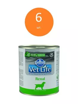 Vet Life Dog Renal консервы для собак прихронической и почечной недостаточности (Курица, 300 г. упаковка 6 шт)