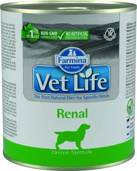 Vet Life Dog Renal консервы для собак прихронической и почечной недостаточности (Курица, 300 г.)