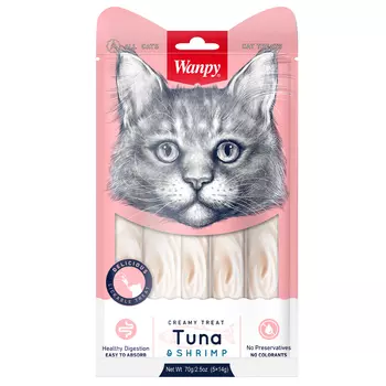 Wanpy Cat Лакомство для кошек "Нежное пюре" (Тунец и креветки, 70 г.)