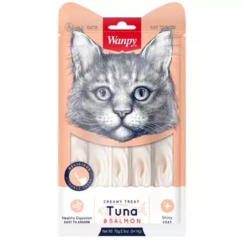 Wanpy Cat Лакомство для кошек "Нежное пюре" (Тунец и лосось, 70 г.)