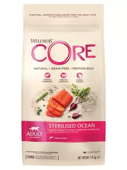 Wellness Core корм для стерилизованных кошек и кастрированных котов (Лосось, 1,75 кг.)