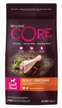 Wellness Core корм для взрослых собак мелких пород (Курица и индейка, 1,5 кг.)