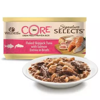 Wellness Core Signature Selects консервы для кошек (кусочки в бульоне) (Лосось и тунец, 79 гр.)
