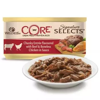 Wellness Core Signature Selects консервы для кошек (кусочки в соусе) (Курица и говядина, 79 гр.)