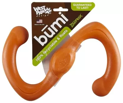 West Paw Zogoflex игрушка-перетяжка "Bumi L" для собак (25 см., Оранжевый)