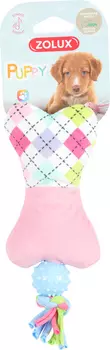 Zolux игрушка плюшевая для щенков с пищалкой Стильная кость (18,5 см., Розовая)