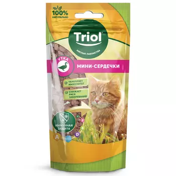 Triol лакомство для кошек Мини-сердечки (Утка, 40 г.)