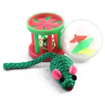 Triol набор игрушек для кошек Активная игра 15 (мяч, мышь, барабан)