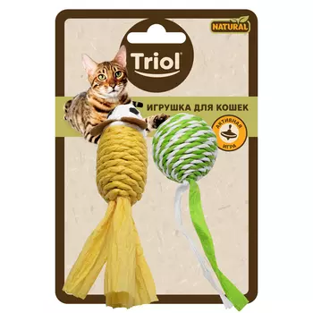 Triol Natural набор игрушек для кошек из натуральных материалов Мяч и мышь