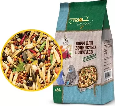 Triol Original корм с овощами для волнистых попугаев (Овощи, 450 г.)