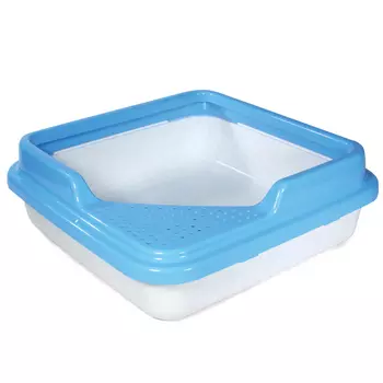 Triol P755 туалет для кошек квадратный с бортом (43,5 х 43,5 х 14,5 см.Белый мрамор)