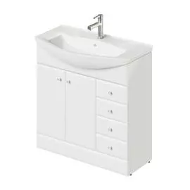 тумба с раковиной напольная итана classic 85 830х334х800 (белый глянец)