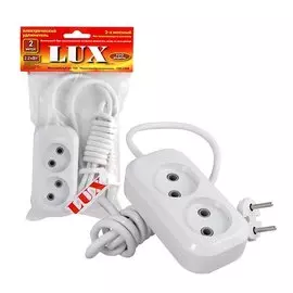 удлинитель бытовой 2,0м 2гн б/з 250в 10а белый lux у2-о-02