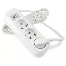 удлинитель бытовой (3,0м, 3 гнезда, с/з, с usb 5в (1,3а) 3500вт, 16а, белый) lux у3-е-usb-03