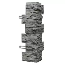 угол фасадной панели royal stone, скалистый камень квебек 620х195 мм