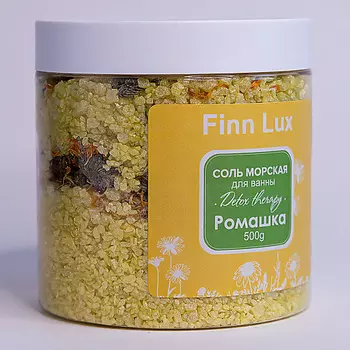 FINNLUX Соль для ванны морская с шиммером, сухоцветами "с эфирным маслом Ромашки" 600.0