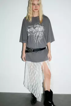 Платье-футболка oversize вареное с принтом