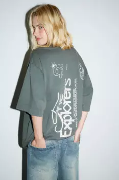 Платье-футболка oversize вареное с принтом