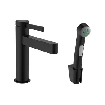 Смеситель для раковины Hansgrohe Finoris 110 76210670 с гигиеническим душем, матовый черный