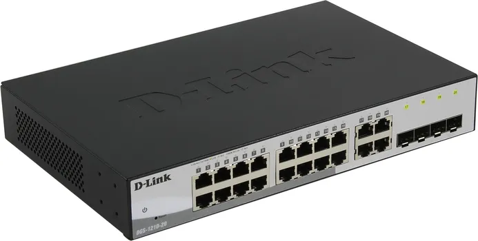 Коммутатор D-link DGS-1210-20, управляемый, кол-во портов: 16x1 Гбит/с, кол-во SFP/uplink: combo RJ-45/SFP 4x1 Гбит/с, установка в стойку (DGS-1210-20/F1A)