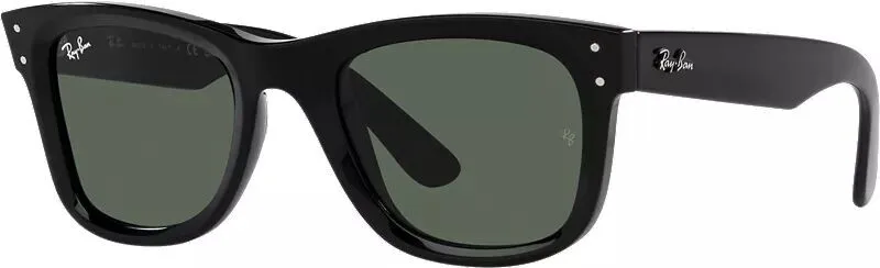 Солнцезащитные очки Ray-Ban Wayfarer с обратной стороны, черный/темно-зеленый