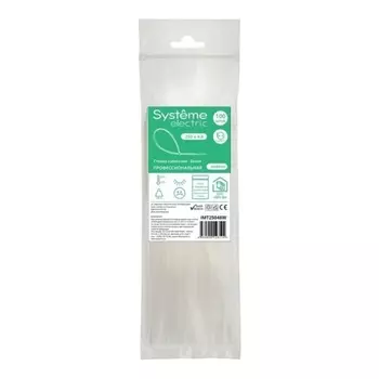 Хомут Systeme Electric IMT25048W нейлоновый 250х4.8 белый (100шт) в пакете с замком ЗИП-ЛОК