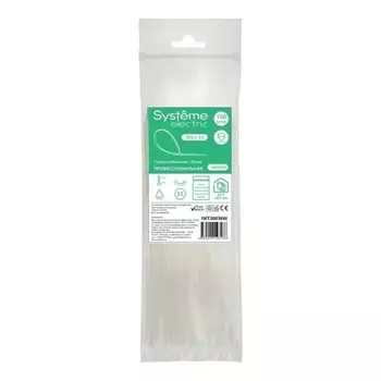 Хомут Systeme Electric IMT30036W нейлоновый 300х3.6 белый (100шт) в пакете с замком ЗИП-ЛОК