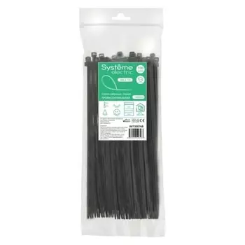 Хомут Systeme Electric IMT30076B нейлоновый 300х7.6 черный (100шт) в пакете с замком ЗИП-ЛОК
