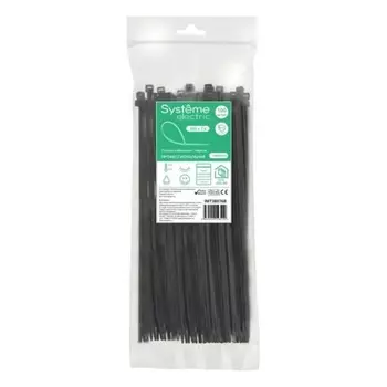 Хомут Systeme Electric IMT38076B нейлоновый 380х7.6 черный (100шт) в пакете с замком ЗИП-ЛОК