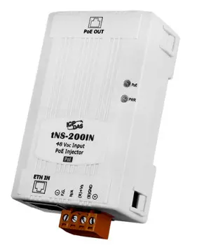 Инжектор PoE ICP DAS tNS-200IN for 1 PoE port (uses unused pairs), 48 V input (RoHS)