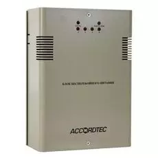Источник бесперебойного питания AccordTec ББП-40 v.4 в металлическом корпусе под АКБ 7 Ач, 4-х канальный с защитой каждого канала от перегрузки и КЗ,