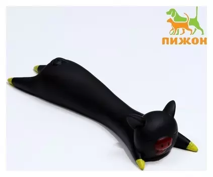 Игрушка пищащая "Свинья на отдыхе" для собак, 14,5 х 5 см, чёрная