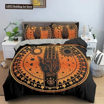 Divination Theme Duvet Cover Set Polyester Bedding Set Moon Sun Constellation Pattern King Queen Twin Size For Boys Girls Teens 70x133cm 2pcs