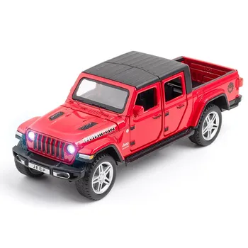 Масштаб 1/32 Jeep Wrangler Gladiator, пикап, модель автомобиля из сплава, металлические внедорожники с коллекцией звука и света, подарочная копия для детей 1/32-17x6x5.5cm жёлтый